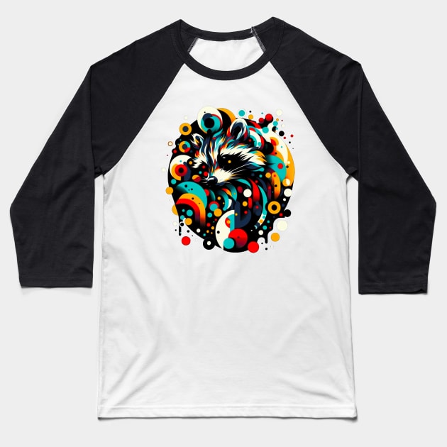 Raccoon Abstract Euphoria Baseball T-Shirt by Penguin-san